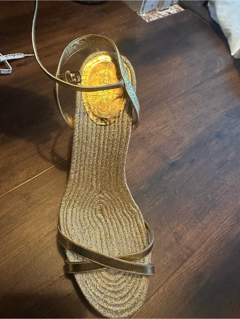 Gucci Metallic Gold Espadrille Wedge Sandal